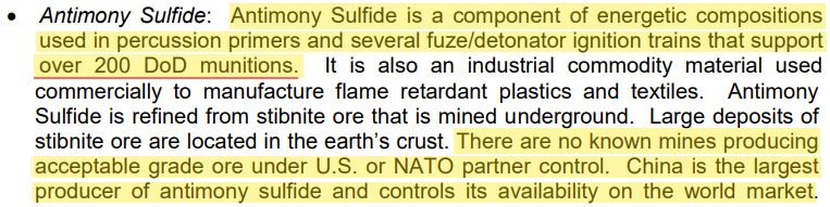 US DOD Report for Antimony
