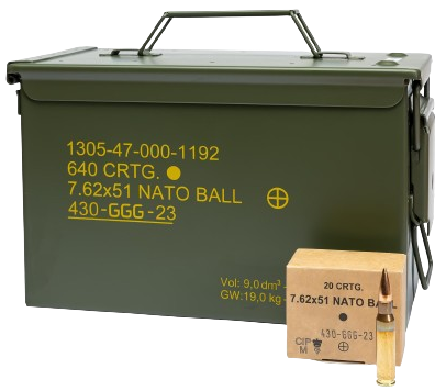 NATO Ball Ammunition with lead core and antimony